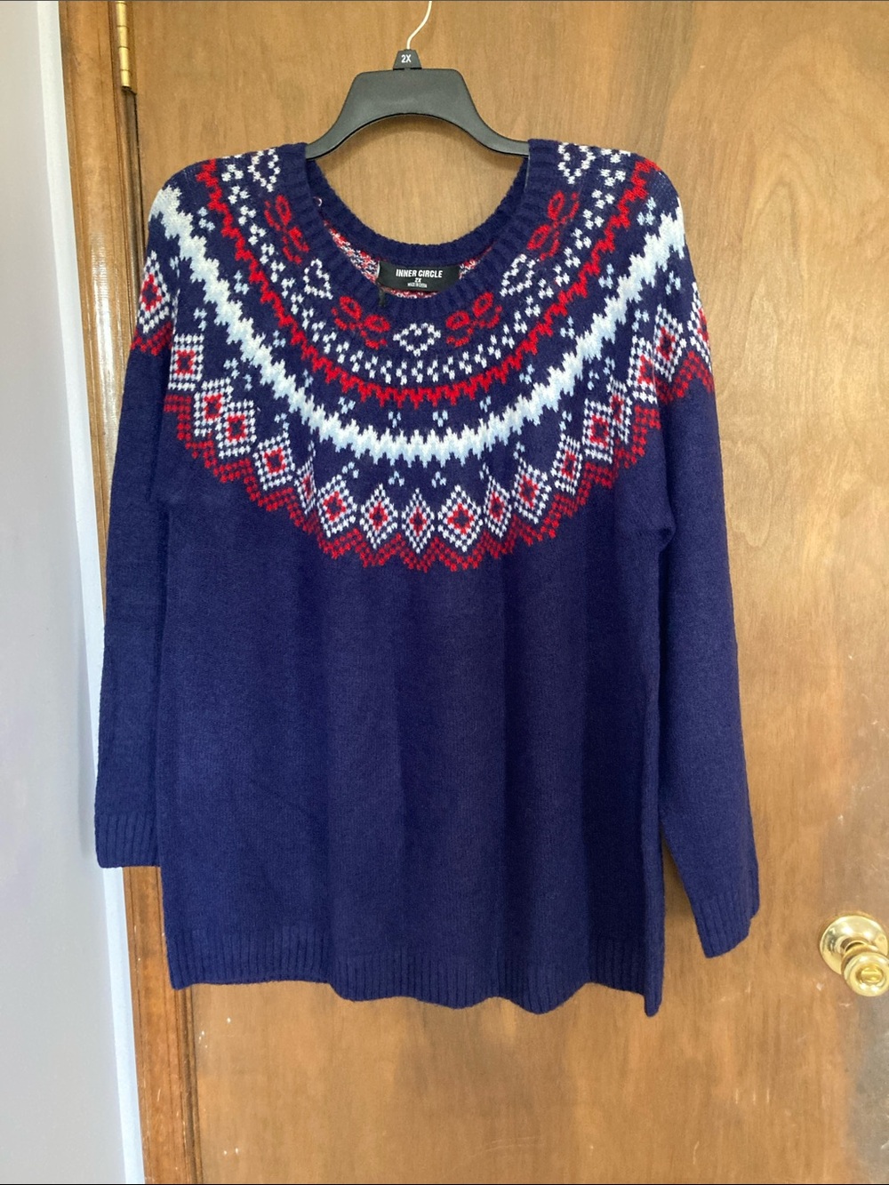 Inner circle crewneck sweater with fair isle like print casual business size 2X